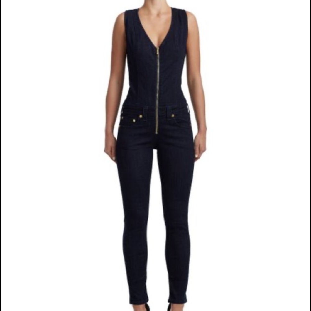 True Religion dark denim sleeveless jumpsuit